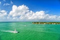 Touristic yachts floating by green island at Key West, Florida Royalty Free Stock Photo