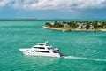 Touristic yachts floating by green island at Key West, Florida Royalty Free Stock Photo