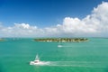 Touristic yachts floating by green island at Key West, Florida Royalty Free Stock Photo