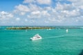 Touristic yachts floating by green island at Key West, Florida Royalty Free Stock Photo