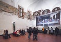 Tourists admiring the Last Supper masterpiece by Leonardo da Vinci Royalty Free Stock Photo