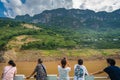 Tourists admiring scenery of Yangtze river in China