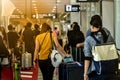 Tourists in airports