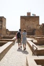 Tourists at Alcazaba Fortress, Alhambra Palace, Granada, Andalusia, Spain, Europe Royalty Free Stock Photo