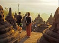 Borobudur Temple a popular tourist attraction spot to watch sunrise in Central Java
