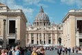 Tourists all over the world on the square in front of St Peter Basilica