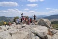 Tourists at the ancient ruins of Perperikon Royalty Free Stock Photo