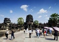 Tourists at angkor wat temples landmark in siem reap cambodia
