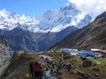 Tourists at Annapurna Base Camp Royalty Free Stock Photo