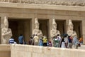 Tourists approach the upper terrace at the Temple of Hatshepsut at Deir al-Bahri near Luxor in central Egypt.