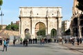 Tourists at The Arch of Constantine in Rome, Italy
