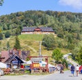 Tourists in the area of RÃ³wnica near Ustron, Poland Royalty Free Stock Photo