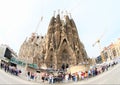 Tourists around basilica Sagrada Familia Royalty Free Stock Photo