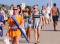 Tourists arrive to the beach and camping of the FIB Festival Royalty Free Stock Photo