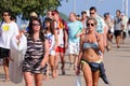 Tourists arrive to the beach and camping of the FIB Festival