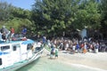 Tourists arriving departing to Gili Islands Bali Indonesia