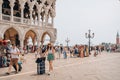 Tourists arriving at the San Marco square in Venice, Italy