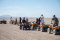 Tourists on ATVs ready to drive to desert