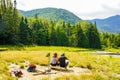 Tourists at the Avalanche Lake Trial in the High Peaks Wilderness Area of the Adirondack State Park in Upstate New York Royalty Free Stock Photo