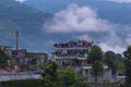 Tourists awaiting the sunrise at the Sarangkot lookout point.