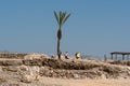 The tourists are back at Tel Megiddo! Tel Megiddo National Park is an archaeological site. Also Royalty Free Stock Photo