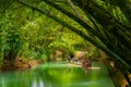 Tourists on bamboo raft rides on Martha Brae River, Jamaica Royalty Free Stock Photo