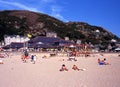 Tourists on Barmouth beach.