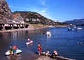 Tourists in Barmouth harbour.