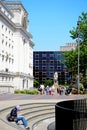 Tourists by Baskerville House, Birmingham. Royalty Free Stock Photo