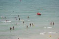 Tourists bath on the sea in El Arenal beach in Mallorca Royalty Free Stock Photo