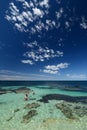 Tourists bathing at Henrietta Rocks. Rottnest Island. Western Australia. Australia