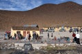 Tourists bathing in hot springs of Salar de Uyuni, Bolivia