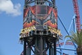 Tourists on Batwing Spaceshot thrill ride at Movie World Gold Coast Australia Royalty Free Stock Photo