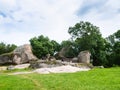 Tourists in beglik tash - thracian megaliths