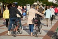 Tourists with bicycles in Swinoujscie