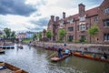 Tourists in the boat on the canal , Cambridge, England, 21st of May 2017 Royalty Free Stock Photo