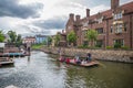 Tourists in the boat on the canal , Cambridge, England, 21st of May 2017 Royalty Free Stock Photo