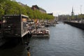 Tourists boat cruising in Canal Tours Copenhagen Denmark