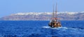 Tourists boat going to Oia, Santorini, Greece Royalty Free Stock Photo