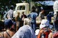 Tourists at the boat launch in the Okavango Delta