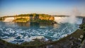 Tourists on boats to see Niagara falls up close Royalty Free Stock Photo