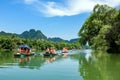 Tourists on boats in Trang An, Ninh Binh province, Vietnam. Royalty Free Stock Photo