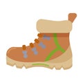 Tourists boots for comfort travel and hiking in modern flat style without outline. Attribute of traveller and tourist Royalty Free Stock Photo