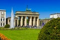 Tourists at the brandenburg gate in berlin