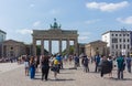 Tourists at the Brandenburger Tor Brandenburg Gate in the Mitte quarter of Berlin.