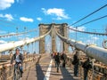Tourists at Brooklyn bridge Royalty Free Stock Photo