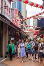 Tourists in a busy street Royalty Free Stock Photo