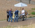 Tourists buying ice cream