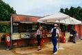 Tourists buying take-aways in Barcelona market