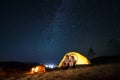 Tourists in a camp Royalty Free Stock Photo